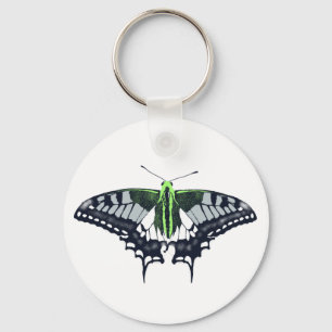 Agender Flag Swallowtail Butterfly Key Ring