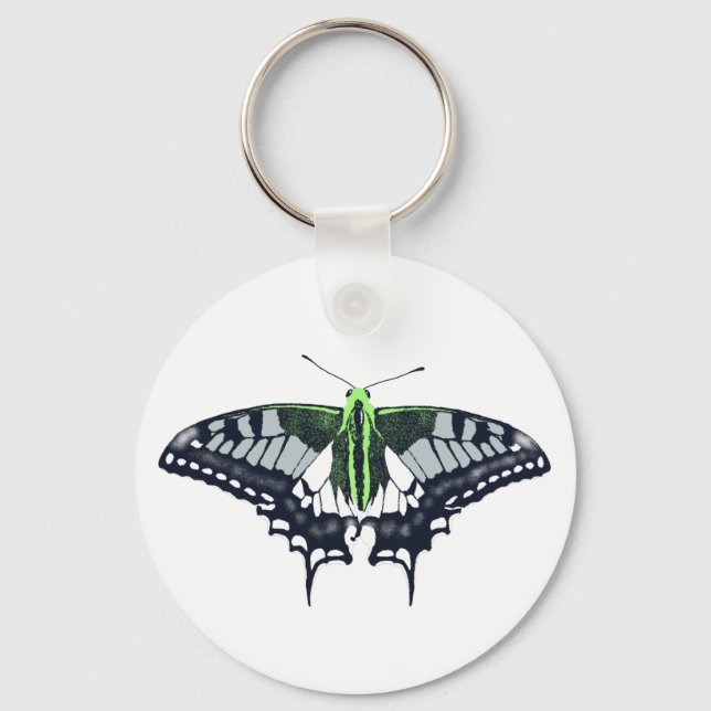 Agender Flag Swallowtail Butterfly Key Ring (Front)