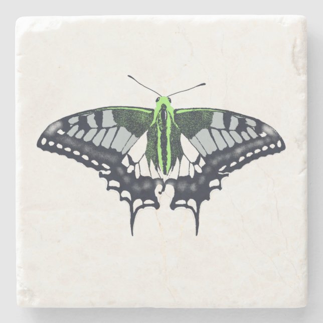 Agender Flag Swallowtail Butterfly Stone Coaster (Front)