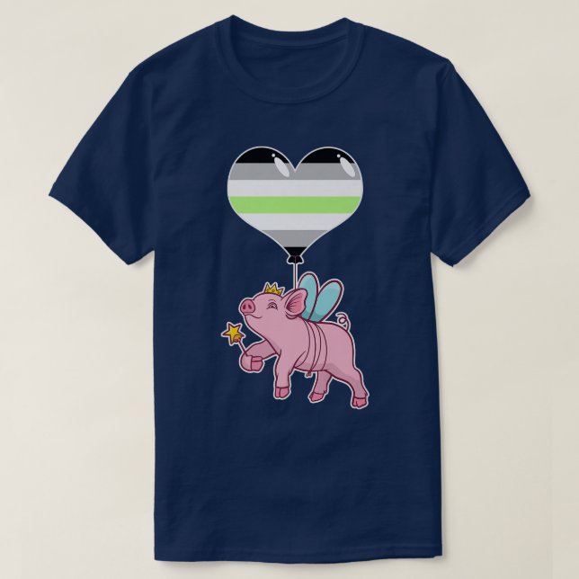 Agender Pig FairyNonbinary Gender T-Shirt (Design Front)