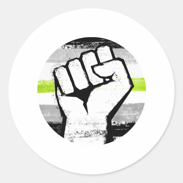 Agender Pride Fist Circle Print Classic Round Sticker (Front)