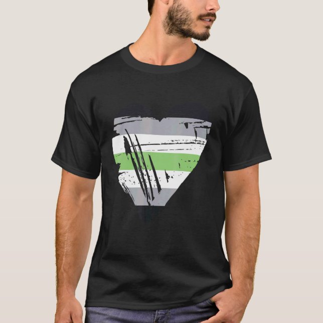 Agender Pride Heart Flag 1 T-Shirt (Front)