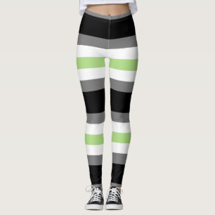 Agender Pride, LGBTQ Pride, Black Grey and Green Leggings