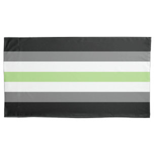 Agender Pride, LGBTQ Pride, Black Grey and Green Pillowcase