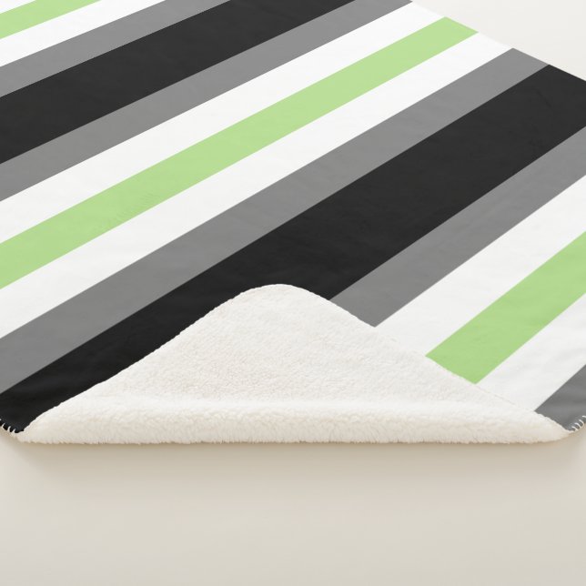 Agender Pride, LGBTQ Pride, Black Grey and Green Sherpa Blanket (3/4)
