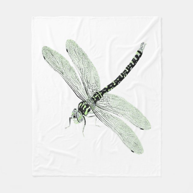Agender Pride Vintage Dragonfly Art Fleece Blanket (Front)