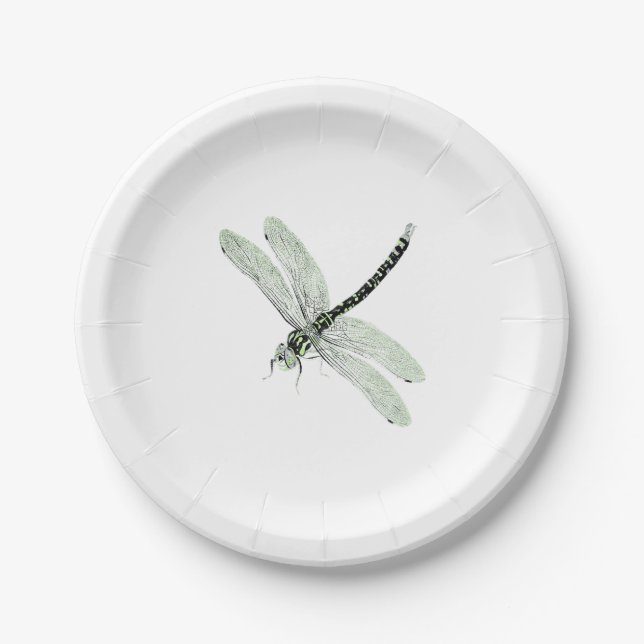 Agender Pride Vintage Dragonfly Art Paper Plate (Front)