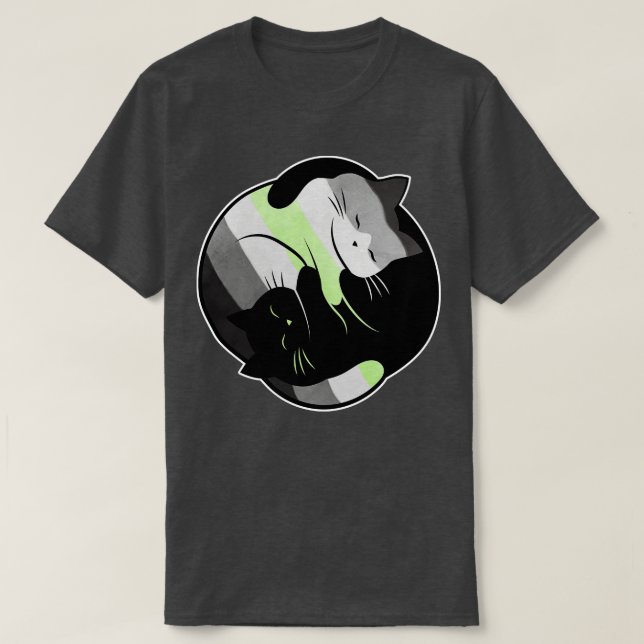 Agender Yin Yang Cat T-Shirt (Design Front)
