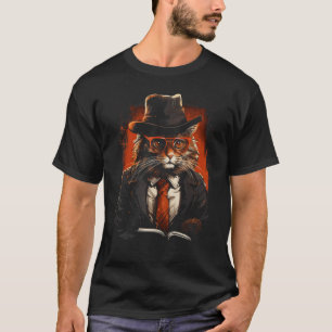 Agent Cat Detective Graphic Novel Bookworm Reading T-Shirt