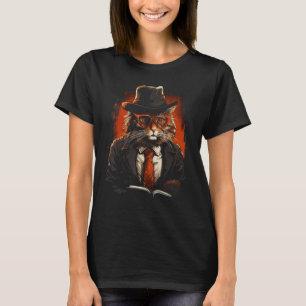 Agent Cat Detective Graphic Novel Bookworm Reading T-Shirt