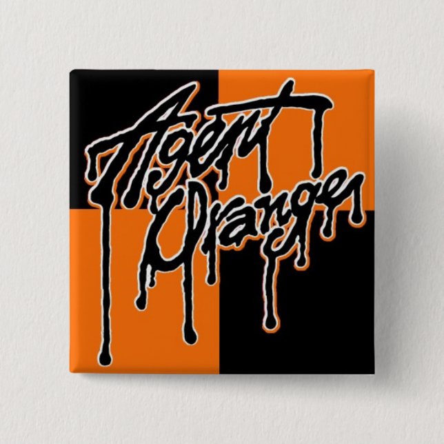 Agent Orange "Drip" Logo Square Punk Button (Front)