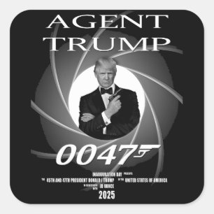 Agent President Donald Trump Inauguration Day 47 Square Sticker