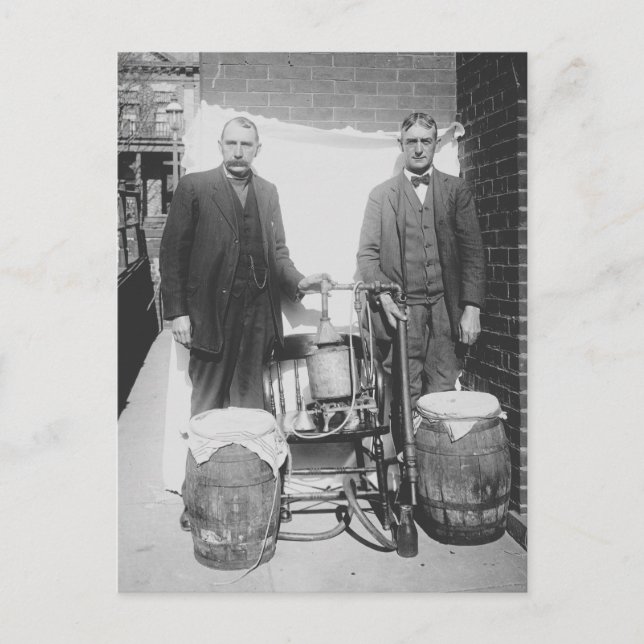 Agents Displaying Whiskey Still, 1920 Postcard (Front)