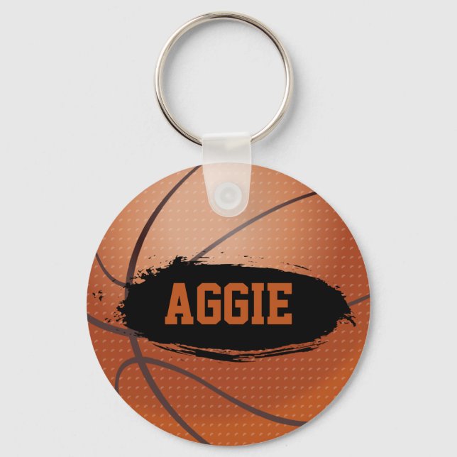 Aggie Grunge Basketball Keychain / Keyring (Front)