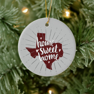 Aggie Maroon Home Sweet Home - Texas Ceramic Ornament