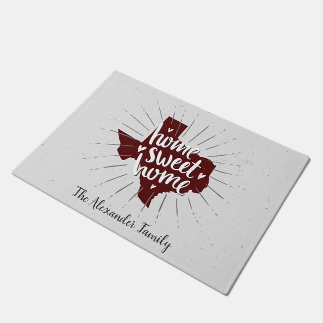 Aggies Maroon Home Sweet Home - Texas Doormat (Angled)