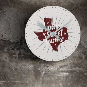 Aggies Maroon Home Sweet Home - Texas Round Clock
