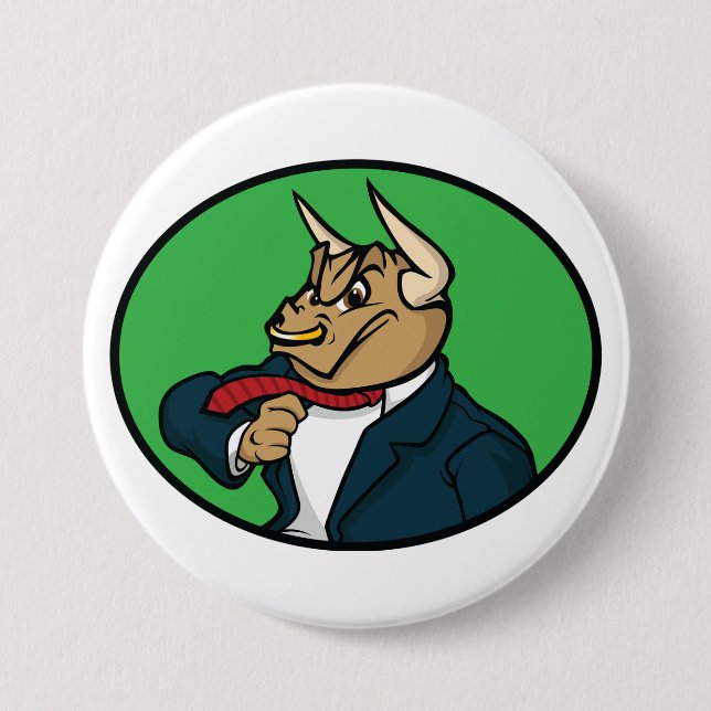 Aggressive Bull in Business Suit 7.5 Cm Round Badge (Front)