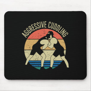 Aggressive Cuddling Wrestling Retro Vintage Wrestl Mouse Pad