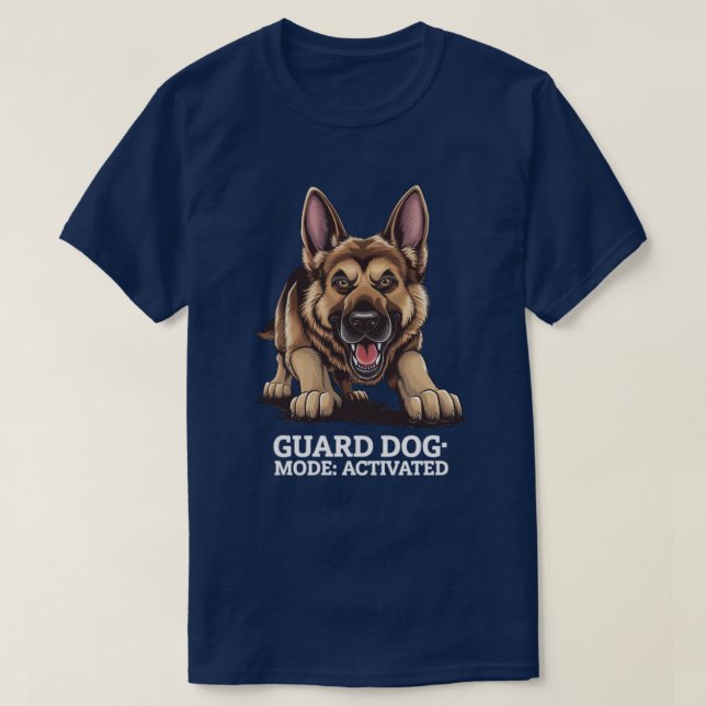 Aggressive German Shepherd Guard Dog Illustration T-Shirt (Design Front)