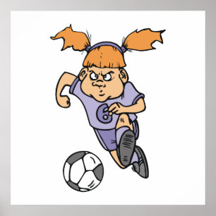 aggressive girl soccer player graphic poster