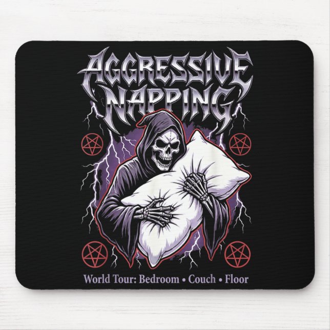 Aggressive Napng Funny Heavy Metal Grim Reaper Sle Mouse Pad (Front)