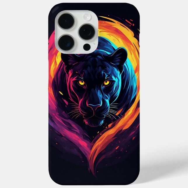 Aggressive Panther Artwork in Neon Colours Case-Mate iPhone Case (Back)