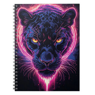 Aggressive Panther Artwork in Neon Colours Notebook