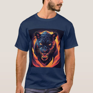 Aggressive Panther Artwork in Neon Colours T-Shirt