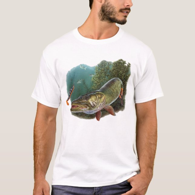 Aggressive Pike Fishing Art T-Shirt – Predator Fis (Front)