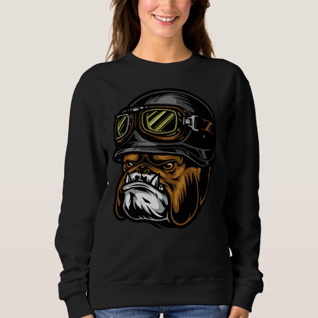 Aggressive Pitbull Helmet Head Bike Rider Sweatshirt (Front)