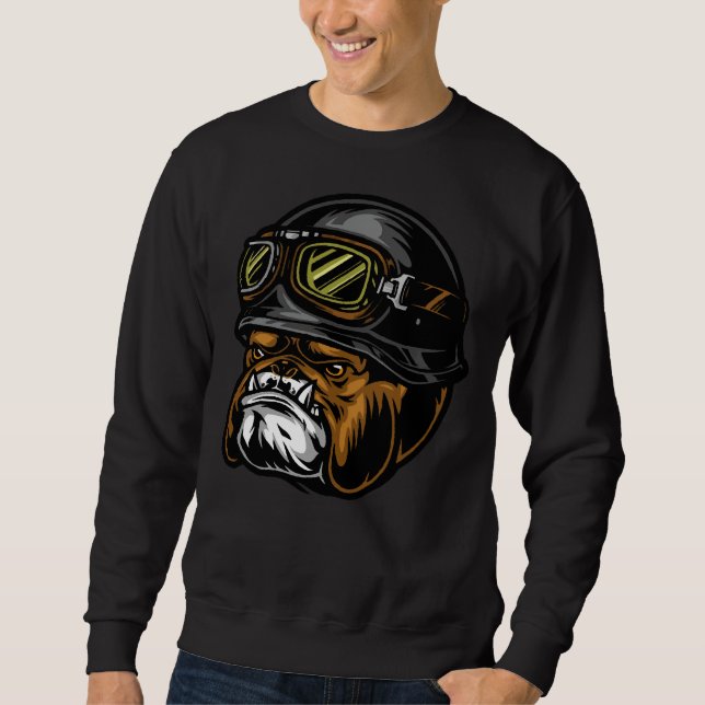 Aggressive Pitbull Helmet Head Bike Rider Sweatshirt (Front)