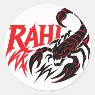 Aggressive Scorpion Design for "RAHI" Brand Classic Round Sticker