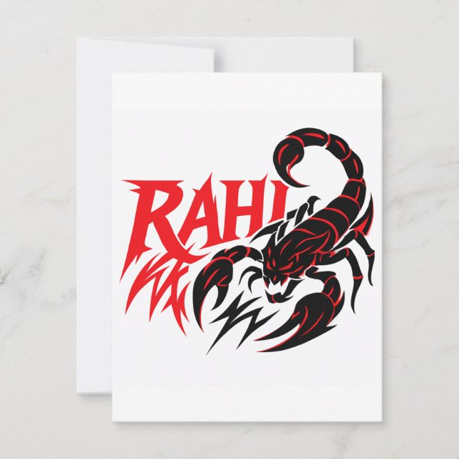 Aggressive Scorpion Design with Name "RAHI" (Front)