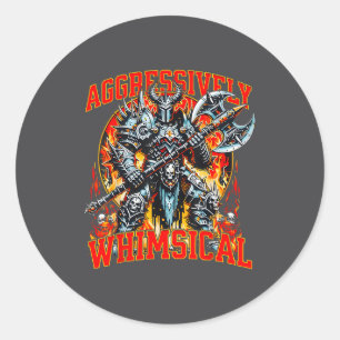 Aggressively Whimsical Dark Fantasy Warrior Battle Classic Round Sticker