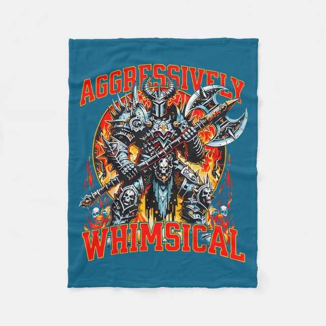 Aggressively Whimsical Dark Fantasy Warrior Battle Fleece Blanket (Front)