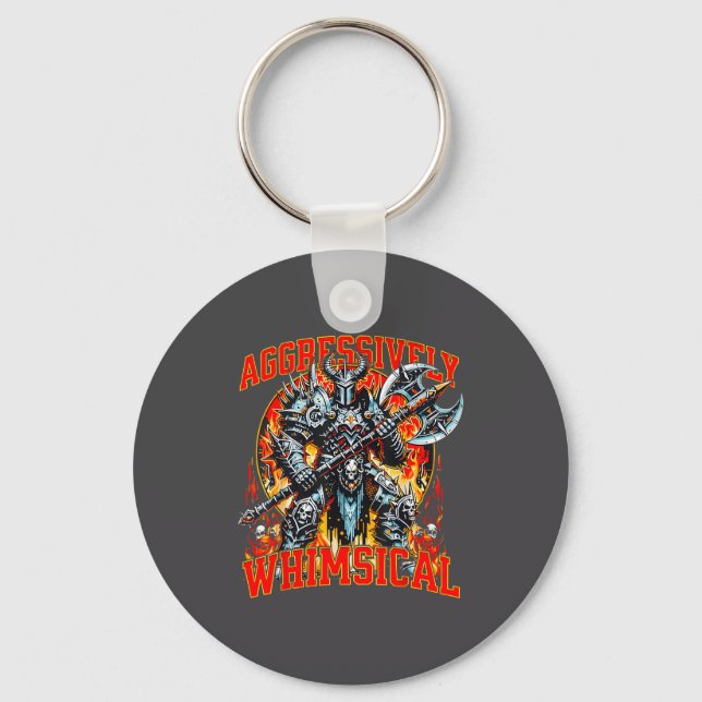 Aggressively Whimsical Dark Fantasy Warrior Battle Key Ring (Front)
