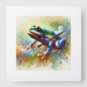 Agile frog 280924AREF105 - Watercolor Square Wall Clock
