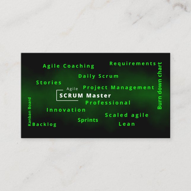 Agile Scrum Master for agile Project management Business Card (Front)