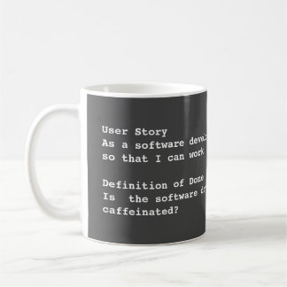 Agile user story coffee mug for software developer