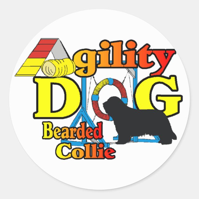 Agility Bearded Collie Gifts Classic Round Sticker (Front)
