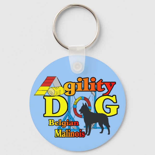 Agility Belgian Malinois Gifts Key Ring (Front)