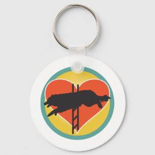 Agility Dog Heart Key Ring