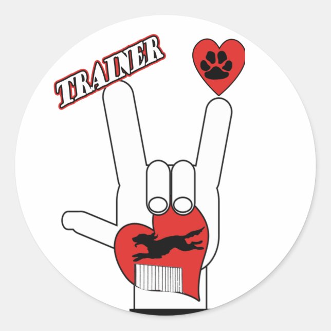 AGILITY DOG TRAINER - ASL SIGN I LOVE YOU CLASSIC ROUND STICKER (Front)
