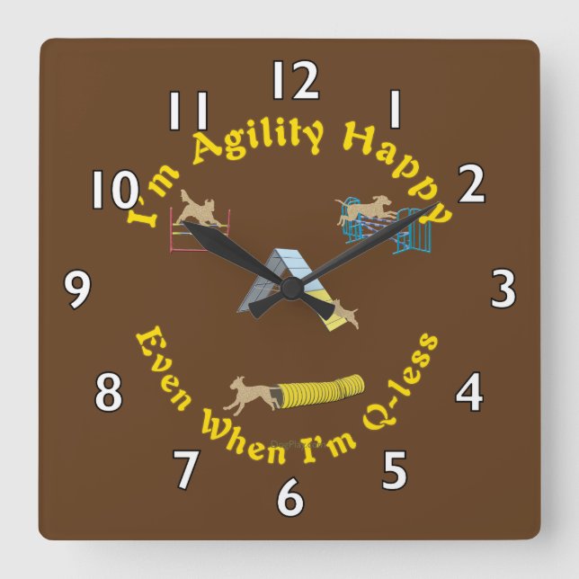 Agility Happy Square Wall Clock (Front)