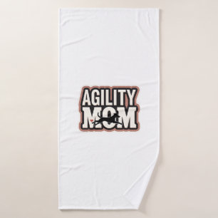 Agility Mum Vintage Dog Agility Silhouette Typogra Bath Towel