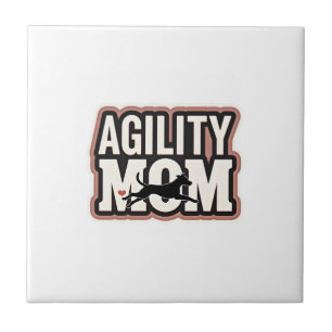 Agility Mum Vintage Dog Agility Silhouette Typogra Ceramic Tile