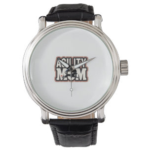 Agility Mum Vintage Dog Agility Silhouette Typogra Watch