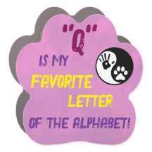 Agility themed paw print magnet, Q favourite lette