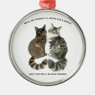Aging humour for cat loving friends husband wife c metal ornament